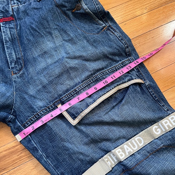 VTG Girbaud Shuttle Tape Straps Jeans Spellout Y2K 90s Silver Baggy Loose Wide - Picture 10 of 12